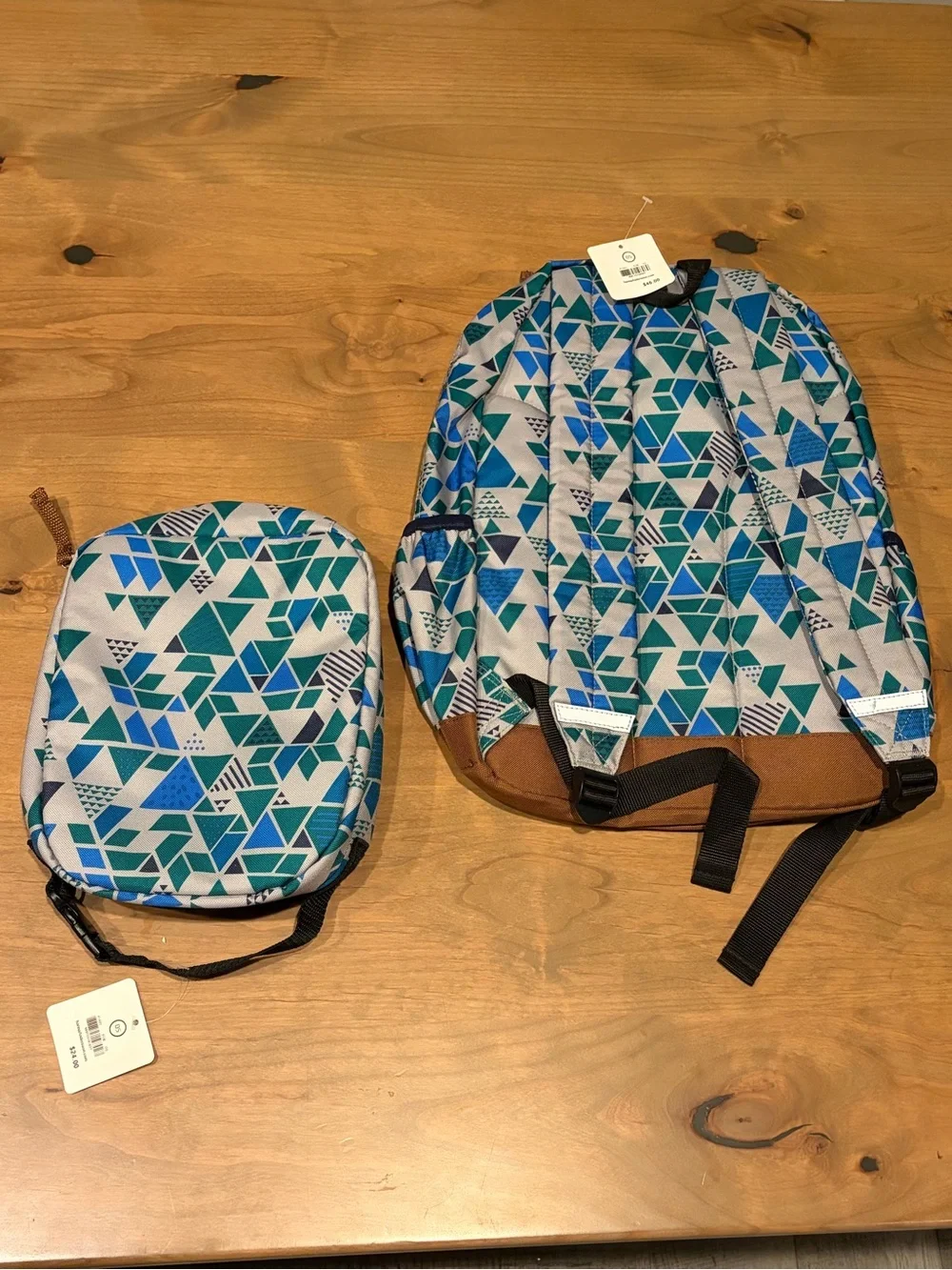 Hanna Andersson Backpack & Lunch Box Set – Geometric Blue/Teal – NWT